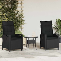 vidaXL Trädgård Stol 2 pcs Svart 56 x 64 x 94 cm Stål och Polyester