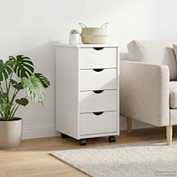 vidaXL Rullande skåp med hjul Vit 34 x 39 x 65,5 cm Massiv furu