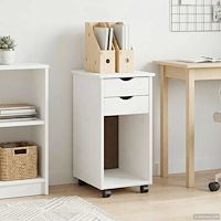 vidaXL Rullande skåp Vit 34 x 39 x 65,5 cm Massivt furu