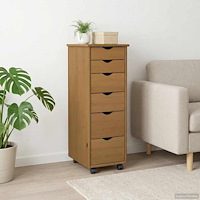 vidaXL Rullande skåp Honung brun 34 x 39 x 93,5 cm Massiv furu