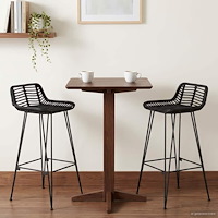 vidaXL Barpall 2 pcs Svart 44 x 46 x 91 cm Rattan och Stål