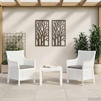 vidaXL Lounge-set med kudde 3 pcs Vit PP