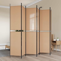 vidaXL 6-panelers rumsavdelare Beige 300 x 220 cm Tyg