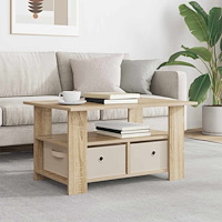 vidaXL Kaffeebord med låda Sonoma-ek 77 x 55 x 42 cm Konstruerat trä