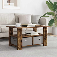 vidaXL Kaffeebord med låda Rökt ek 77 x 55 x 42 cm Konstruerat trä