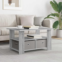vidaXL Kaffeebord med låda Grå Sonoma 77 x 55 x 42 cm Konstruerat trä