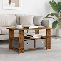vidaXL Kaffeebord med låda Gammalt trä 77 x 55 x 42 cm Konstruerat trä