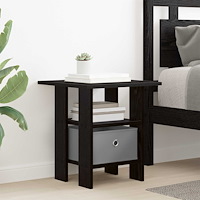 vidaXL Sängbord med låda Svart Ek 41 x 40 x 45 cm Konstruerat trä