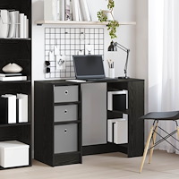 vidaXL Skrivbord med låda Svart Ek 100 x 40 x 75 cm Konstruerat trä