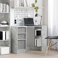 vidaXL Skrivbord med låda Betonggrå 100 x 40 x 75 cm Konstruerat trä