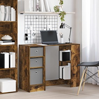 vidaXL Skrivbord med låda Rökt ek 100 x 40 x 75 cm Konstruerat trä