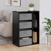 vidaXL Sideboard med låda Svart Ek 60 x 33,5 x 84 cm