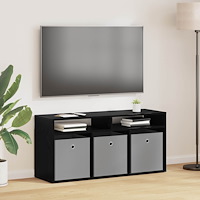 vidaXL Lågskåp med låda Svart Ek 102 x 32 x 48,5 cm