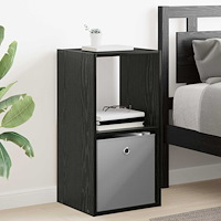 vidaXL Sängbord med låda Svart Ek 35 x 32 x 68,5 cm Konstruerat trä