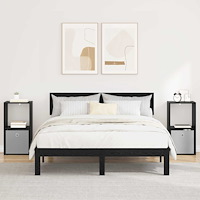vidaXL Sängbord 2 pcs Svart Ek 35 x 32 x 68,5 cm Konstruerat trä