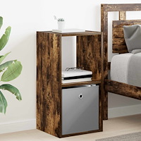 vidaXL Sängbord med låda Rökt ek 35 x 32 x 68,5 cm Konstruerat trä