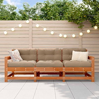 vidaXL Sektionell Soffa Enheter 3 Stycke VaxBrun Massivt furu