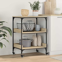 vidaXL Köksvagn Sonoma-ek 60 x 41 x 80,5 cm Konstruerat trä