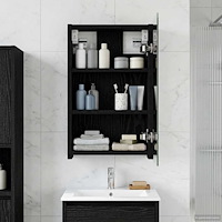 vidaXL Badrumsspegelskåp Svart Ek 30 x 10,5 x 50 cm Konstruerat trä