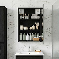 vidaXL Badrumsspegelskåp Svart Ek 40 x 10,5 x 60,5 cm Konstruerat trä