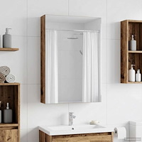 vidaXL Badrumsspegelskåp med hylla Gammalt trä 40 x 10,5 x 60,5 cm