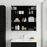 vidaXL Badrumsspegelskåp Svart Ek 60 x 14,5 x 70 cm Konstruerat trä