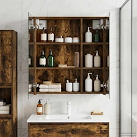 vidaXL Badrumsspegelskåp Rökt ek 60 x 14,5 x 70 cm Konstruerat trä