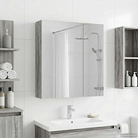 vidaXL Badrumsspegelskåp Grå Sonoma 60 x 14,5 x 70 cm Konstruerat trä