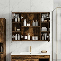 vidaXL Badrumsspegelskåp för Rökt ek 60 x 14,5 x 50 cm