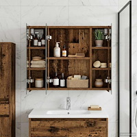 vidaXL Badrumsspegelskåp Gammalt trä 60 x 14,5 x 50 cm Konstruerat trä