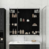 vidaXL Badrumsspegelskåp Svart Ek 70 x 14,5 x 70 cm Konstruerat trä