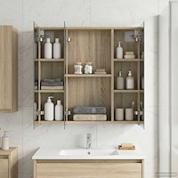 vidaXL Badrumsspegelskåp Sonoma-ek 70 x 14,5 x 70 cm Konstruerat trä