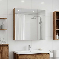 vidaXL Badrumsspegelskåp Gammalt trä 70 x 14,5 x 70 cm Konstruerat trä