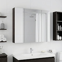 vidaXL Badrumsspegelskåp Svart Ek 80 x 14.5 x 70 cm Konstruerat trä