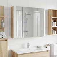 vidaXL Badrumsspegelskåp Sonoma-ek 80 x 14.5 x 70 cm Konstruerat trä