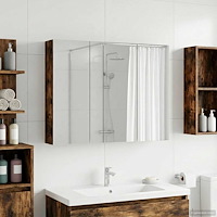 vidaXL Badrumsspegelskåp Rökt ek 100 x 14,5 x 70 cm Konstruerat trä