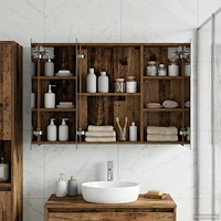 vidaXL Badrumsspegelskåp med hylla Gammalt trä 100 x 14,5 x 70 cm