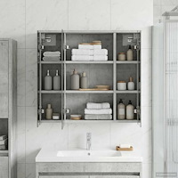 vidaXL Badrumsspegelskåp Betonggrå 63,5 x 16 x 62,5 cm Konstruerat trä