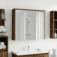 vidaXL Badrumsspegelskåp Rökt ek 63,5 x 16 x 62,5 cm Konstruerat trä