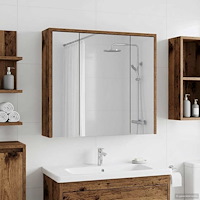 vidaXL Badrumsspegelskåp Gammalt trä 63,5 x 16 x 62,5 cm