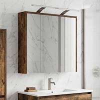 vidaXL Badrumsspegelskåp Rökt ek 63,5 x 16 x 62,5 cm Konstruerat trä