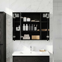 vidaXL Badrumsspegelskåp Svart Ek 73,5 x 16 x 62,5 cm Konstruerat trä