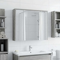 vidaXL Badrumsspegelskåp Grå Sonoma 73,5 x 16 x 62,5 cm