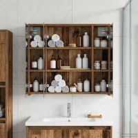 vidaXL Badrumsspegelskåp Gammalt trä 73,5 x 16 x 62,5 cm