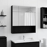 vidaXL Badrumsspegelskåp Svart Ek 60 x 14.5 x 70 cm Konstruerat trä