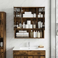 vidaXL Badrumsspegelskåp Rökt ek 60 x 14.5 x 70 cm Konstruerat trä