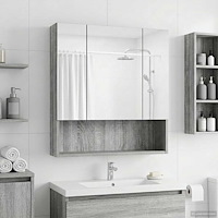 vidaXL Badrumsspegelskåp Grå Sonoma 60 x 14.5 x 70 cm Konstruerat trä