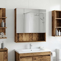 vidaXL Badrumsspegelskåp Gammalt trä 60 x 14.5 x 70 cm Konstruerat trä