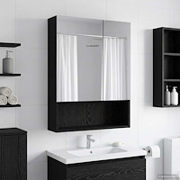 vidaXL Badrumsspegelskåp Svart Ek 50 x 14,5 x 70 cm Konstruerat trä