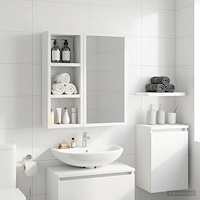 vidaXL Badrumsväggskåp med hylla Vit 20 x 10 x 50 cm Konstruerat trä
